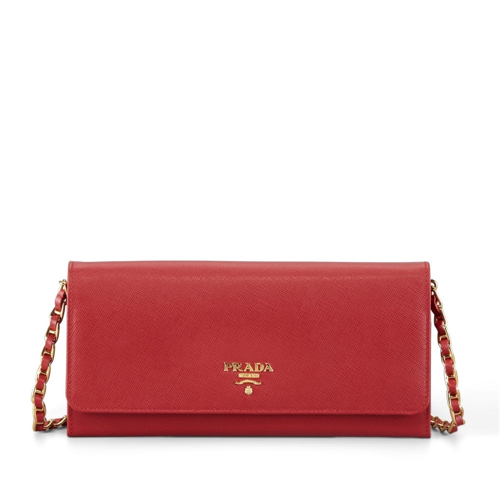 Prada Saffiano Leather Wallet on Chain (WOC) – Red